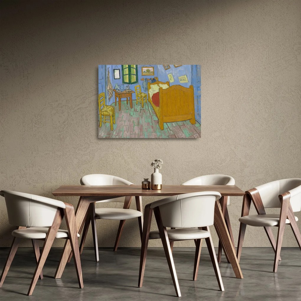 Tablou pe sticlă - Vincent van Gogh, The Bedroom, reproducere (70x50 cm)