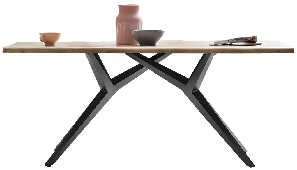 Masa dreptunghiulara cu blat din lemn de salcam Tables&amp;Co 160x90 cm maro/negru