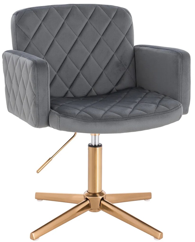 HR802CROSS Scaun Grafit din Catifea cu Bază Aurie