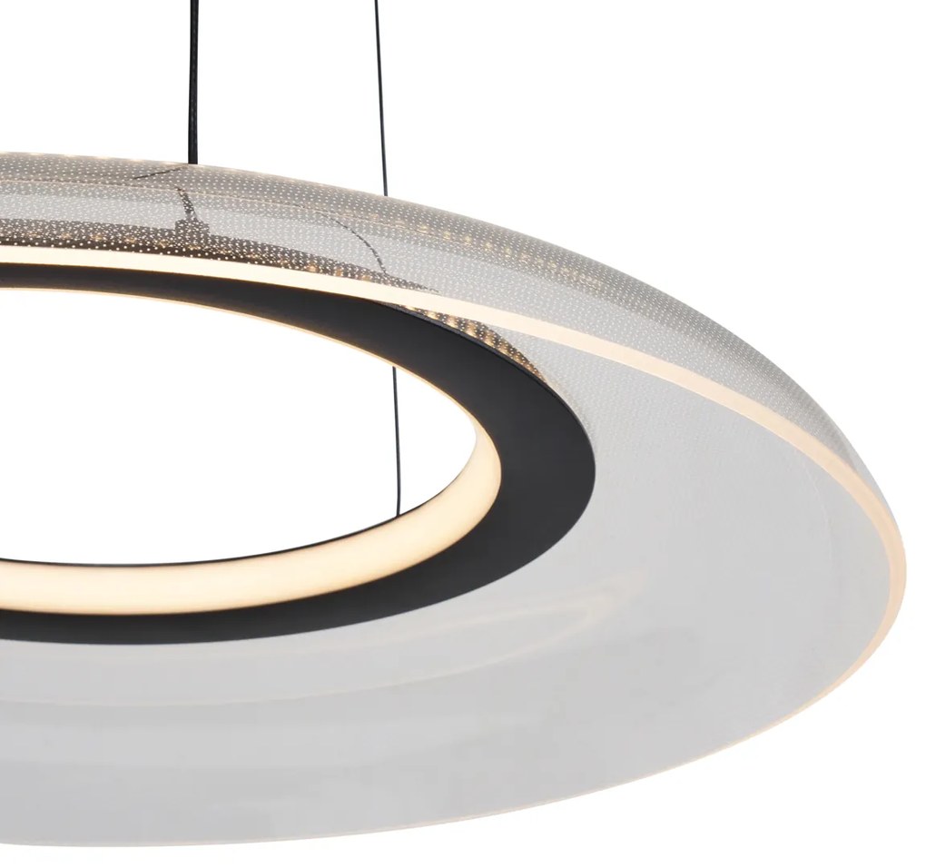 Lampă suspendată de design neagră și transparentă, cu 3 trepte de intensitate luminoasă - Scacrylic