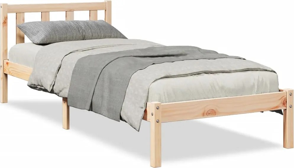vidaXL Cadru de pat foarte lung fără saltea, 90x220 cm, lemn masiv pin