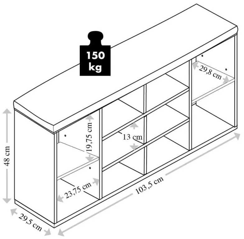 Pantofar Kesper 15910, 10 compartimente, Tapiterie moale, Alb