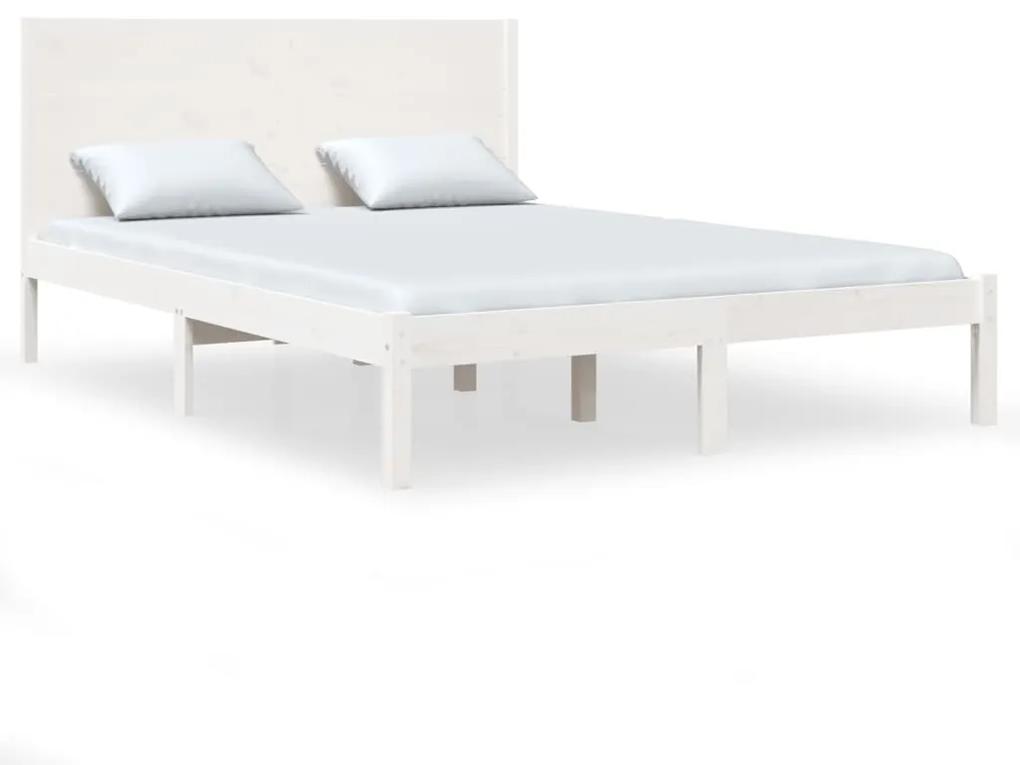 3104134 vidaXL Cadru de pat, alb, 140x190 cm, lemn masiv de pin