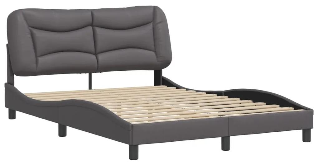 3208005 vidaXL Cadru de pat cu tăblie, gri, 140x200 cm, piele ecologică