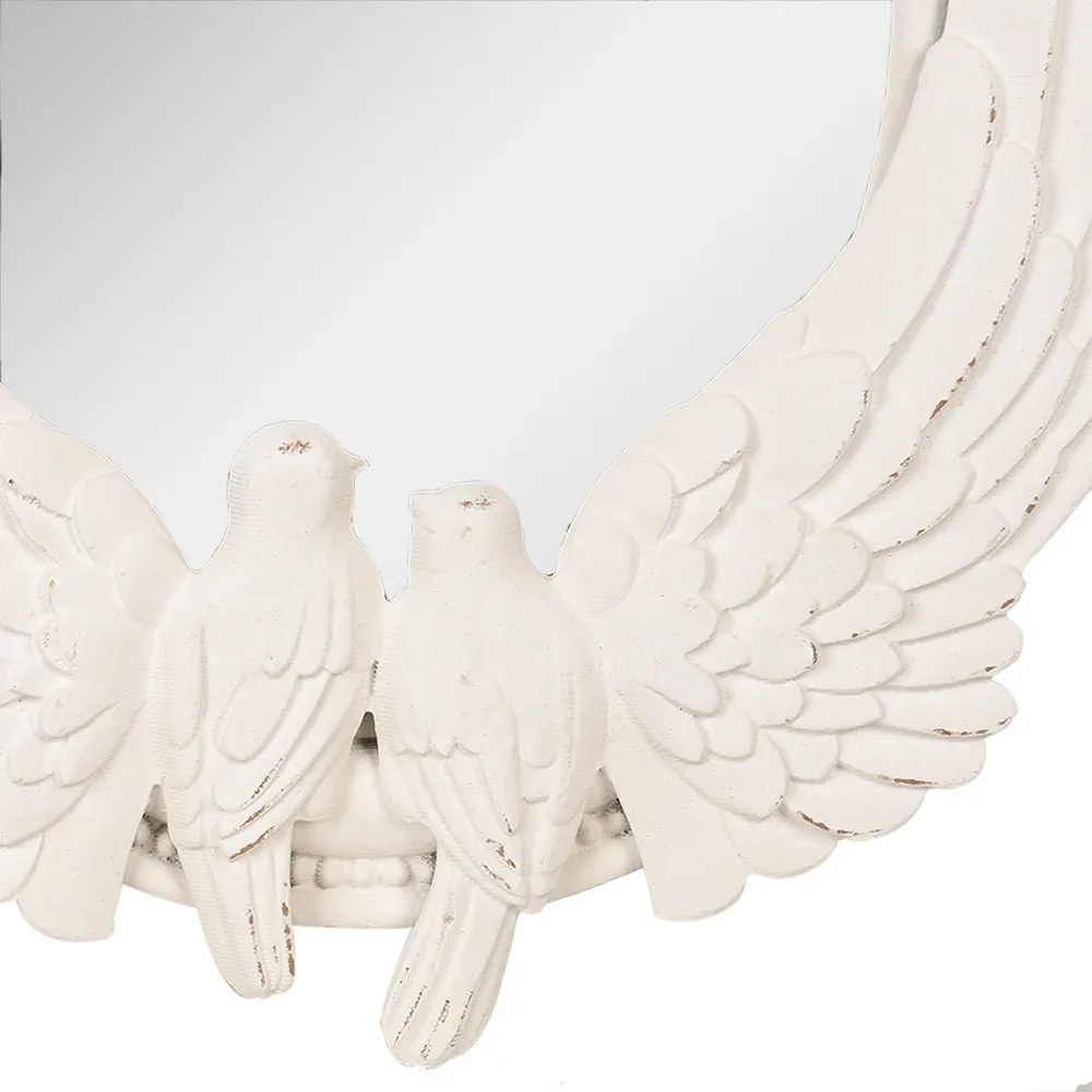 Oglinda de perete, alba, cu porumbei decorativi, 50x5x60 cm, Wings