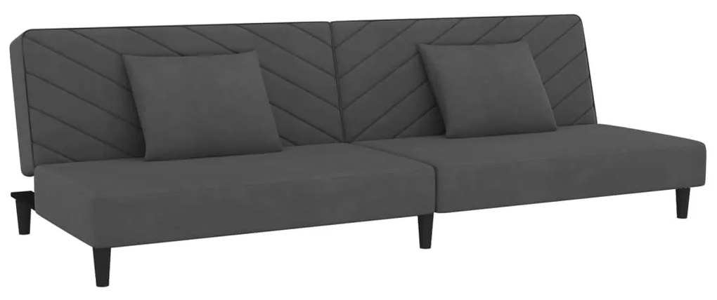 337618 vidaXL Canapea extensibilă cu 2 locuri, 2 perne, gri închis, catifea