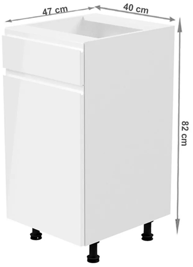 Dulap inferior de bucătărie D40S14 Aurellia (Alb + Alb lucios) (S). 1015750