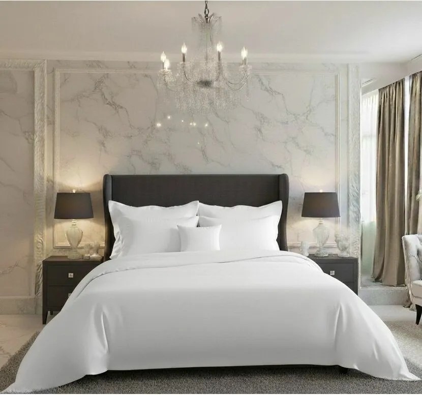 Lenjerie de pat satinată Luxury Collection albă, 140 x 200 cm, 70 x 90 cm