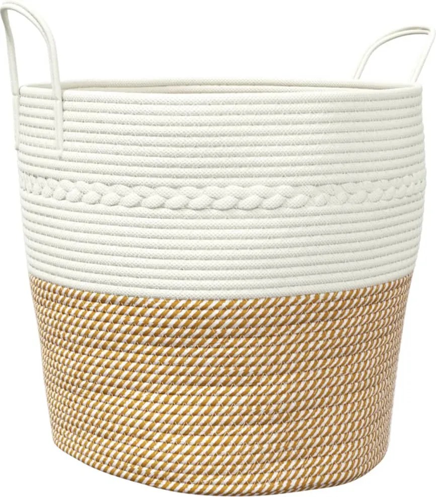 vidaXL Coș de depozitare, maro și alb, Ø43x38 cm, bumbac