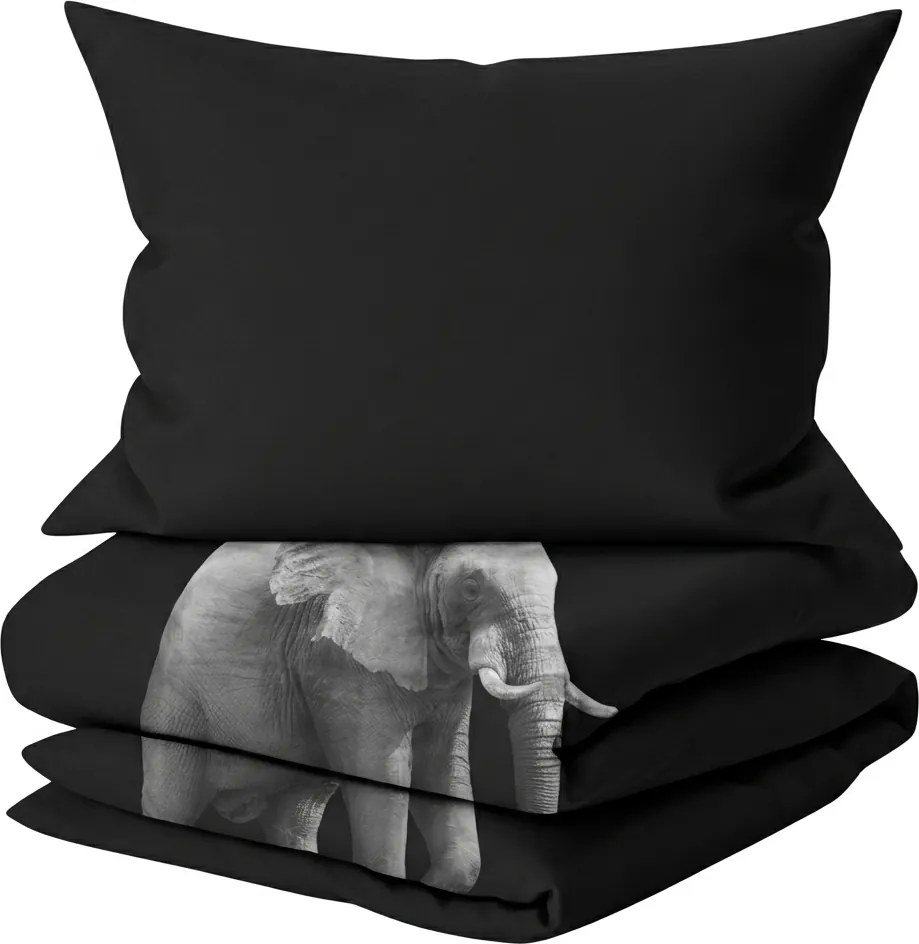 Lenjerie de pat din microfibra ELEPHANT negru Dimensiune lenjerie de pat: 2 buc 60 x 70 cm | 200 x 200 cm