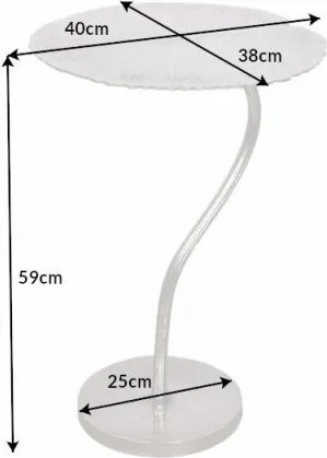 Masuta auxiliara cu aspect deosebit Leaf 40cm, argintiu