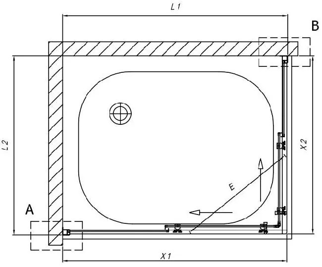 Cabină de duș Kolpasan, Q Line, TKK 70 x h190 cm, cu acces pe colț