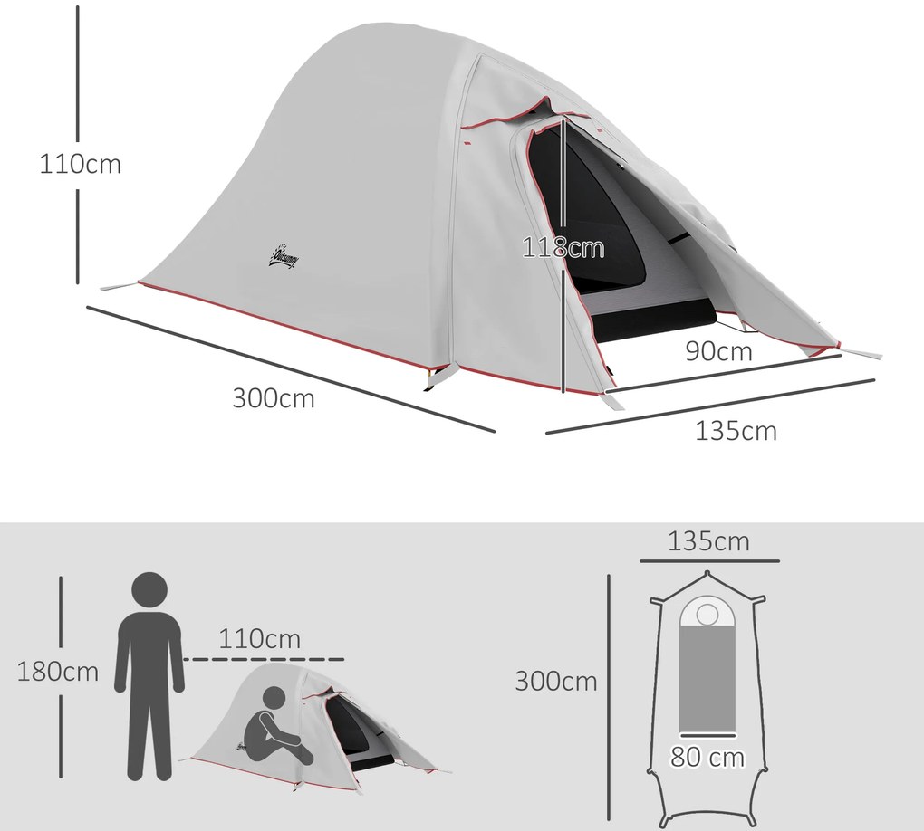 Cort Outsunny pentru 1-2 persoane, cort de camping cu dublu strat | Aosom Romania