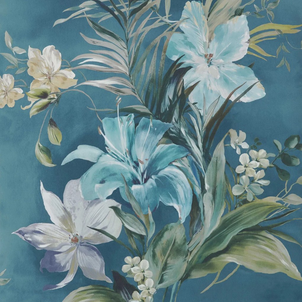 Tapet Lilliana, Peacock Blue Luxury Floral, 1838 Wallcoverings, 5.3mp / rola