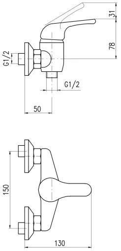 RAV Slezák SA080.5 - Baterie de duș SAZAVA, crom lucios