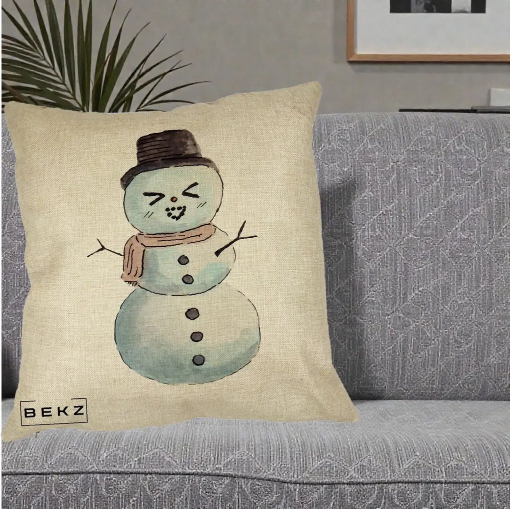 Perna Decorativa Om de Zapada Kawaii Haios, 40x40 cm, Crem, Husa Detasabila, Perna Inclusa, BEKZ®