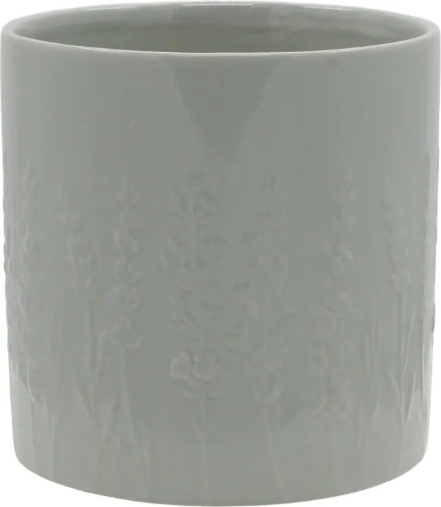 Ghiveci verde din portelan, cu model floral, H13/D13 cm, Fayence