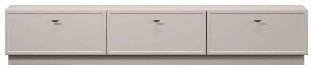 Comodă TV Lorini 200 cm cu sertare - culoare cașmir / mânere negre tip T-bar