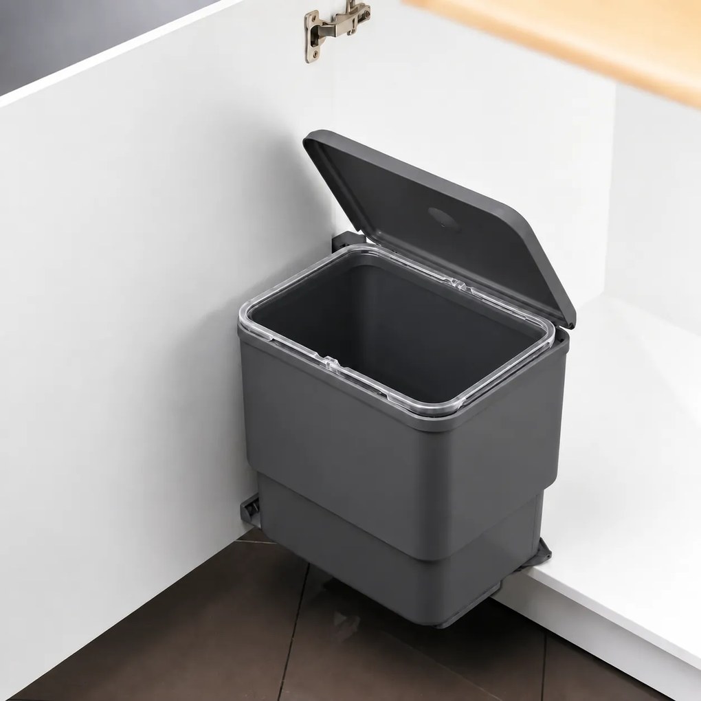 Cos gunoi incorporabil in dulap Sesamo 45 Ecomax, cu extragere automata, gri antracit, 1 x 16 l Polipropilena, L:310 mm; l:240 mm; H:340 mm, 450 mm,