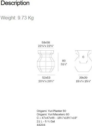 Ghiveci plante design decorativ modern exterior/interior ORIGAMI Yuri 53x53x80cm