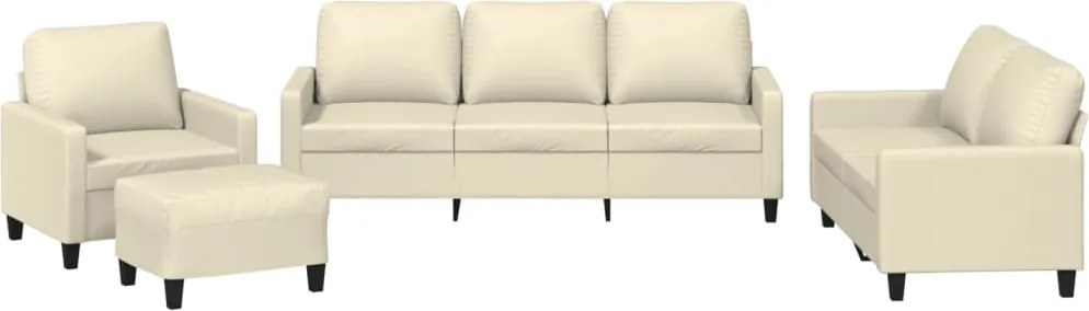 vidaXL Set de canapele cu perne, 4 piese, crem, piele ecologică