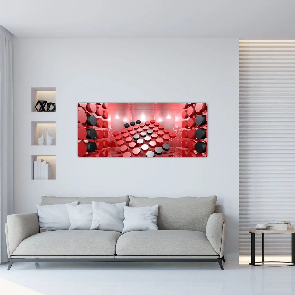 Tablou cu abstracți din butoane (120x50 cm)