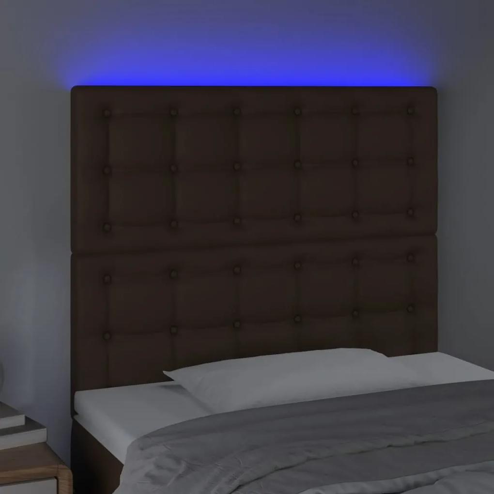 Tablie de pat cu LED, maro, 90x5x118 128 cm, piele ecologica 1, Maro, 90 x 5 x 118 128 cm