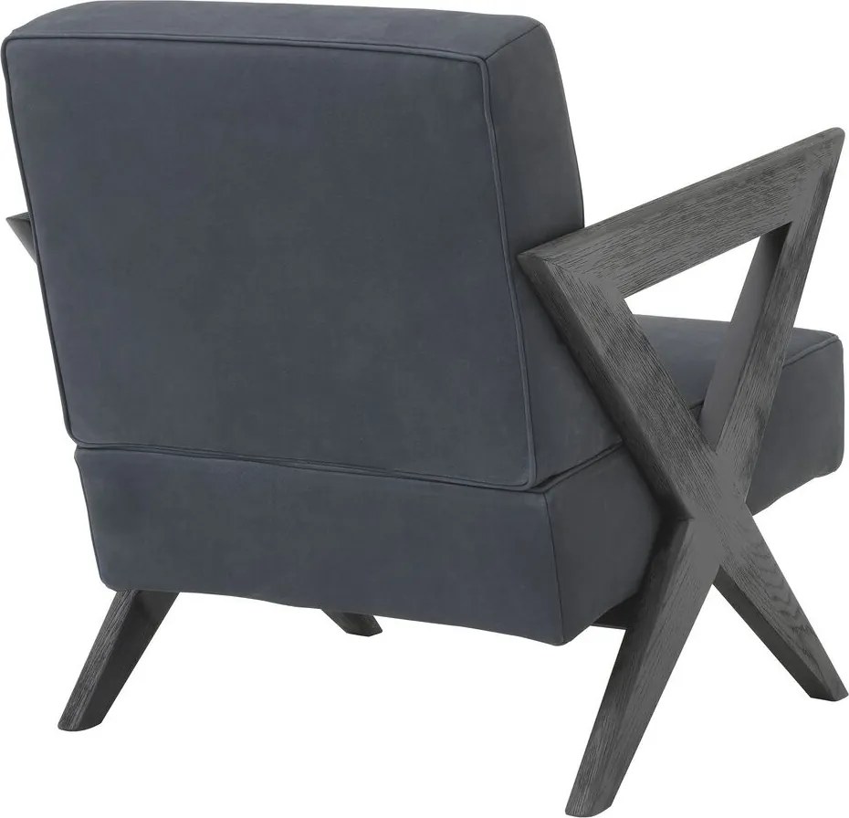 Fotoliu design modern LUX din piele naturala Felippe, albastru 114505 HZ