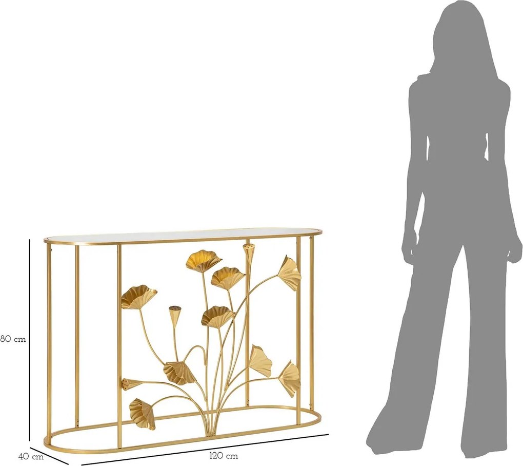 Consola, Flow, Mauro Ferretti, 120 x 40 x 80 cm, fier/MDF/oglinda, auriu