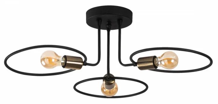 Lustra 3 Becuri Circle - 1341, Soclu E27, Max. 40W, Culoare Negru