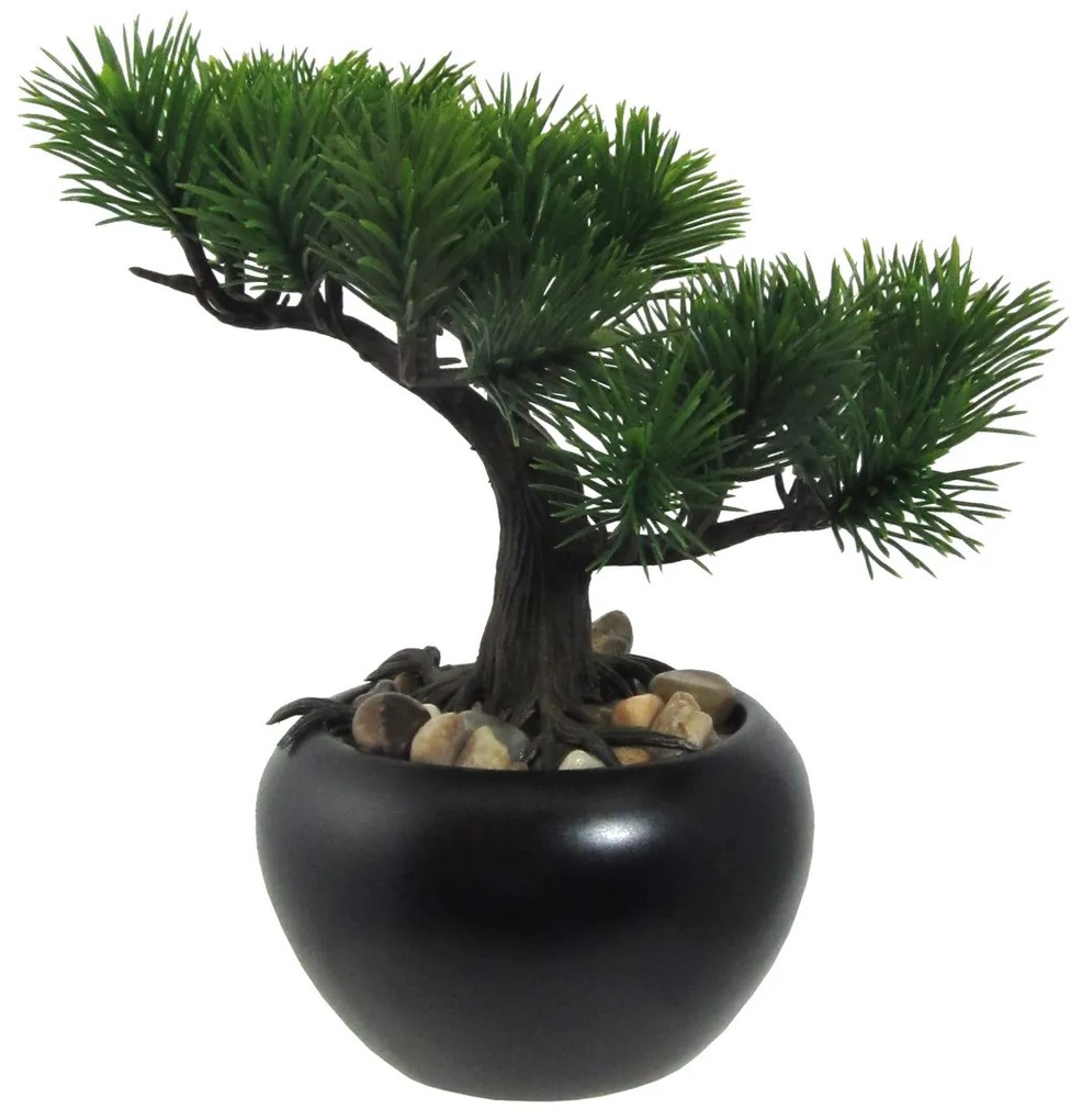 Bonsai artificial Pin, în ghiveci, verde, 19 cm