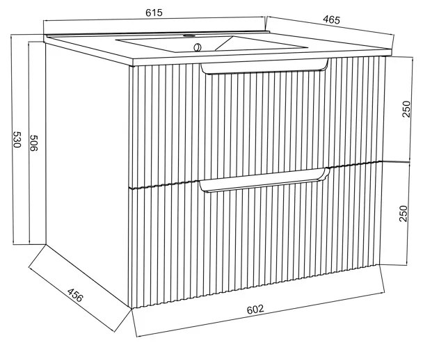 Set mobilier riflat cu lavoar Fluminia, Malta 60, cu sertare soft close, alb