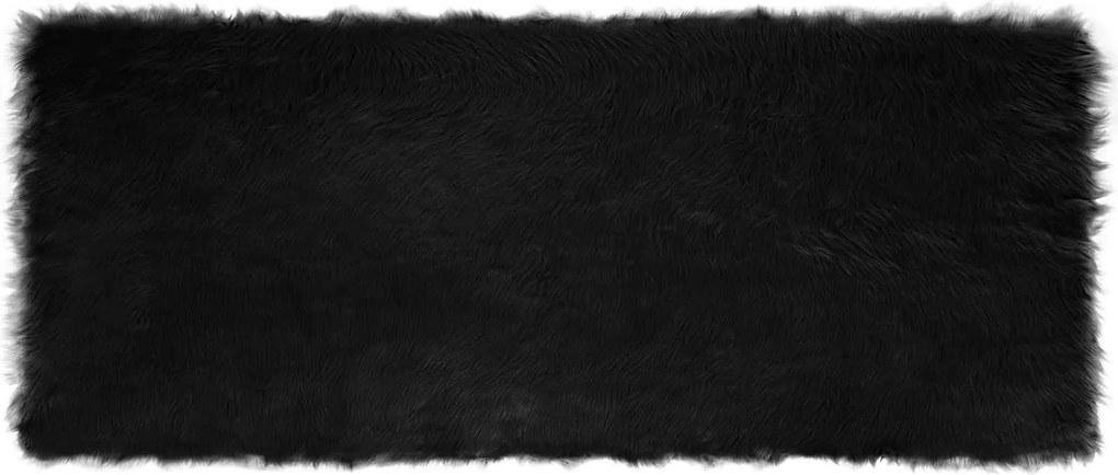 vidaXL Covor din Lână Faux Tafalla Negru 80 x 200 cm Poliester