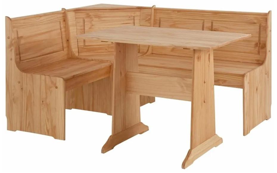 Set bancă pe colț și masă din lemn masiv de pin Støraa Samantha