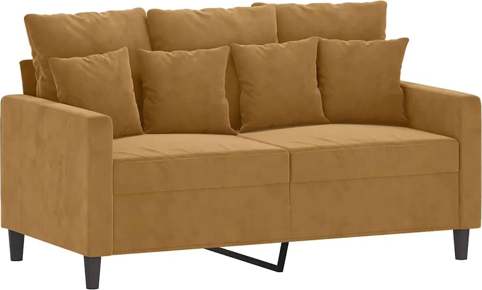 vidaXL Canapea cu 2 locuri, maro, 120 cm, catifea