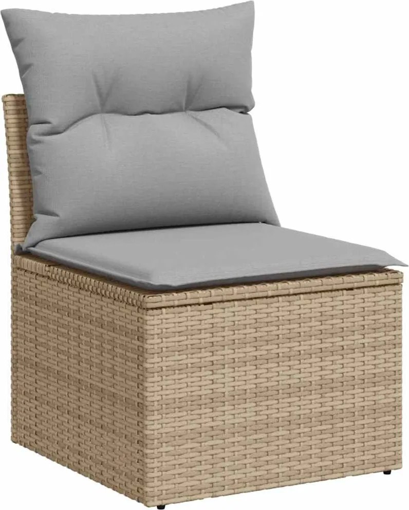 vidaXL Set de canapele pentru grădină cu pernă Manual 7 pcs Bej și gri