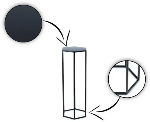 Suport pentru flori 70x24 cm, negru