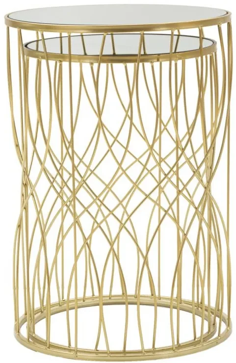 Set 2 masute auxiliare aurii din metal, ∅ 38 - ∅ 33 cm, Ligne Mauro Ferretti
