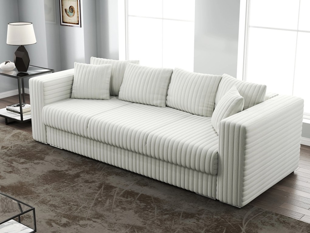 Canapea extensibilă dumonde cu ladă de depozitare si sezut confortabil din spuma high-density, Gloria Ambience Ivory 240x100 cm