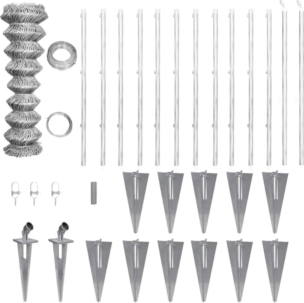 vidaXL Gard din plasă cu stâlpi și țăruși, 25x0,8 m, oțel galvanizat