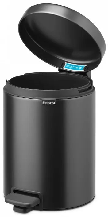 Cos cu pedala Brabantia NewIcon 1008838, 5 L, Inchidere lina, Baza antiderapanta, Gri inchis