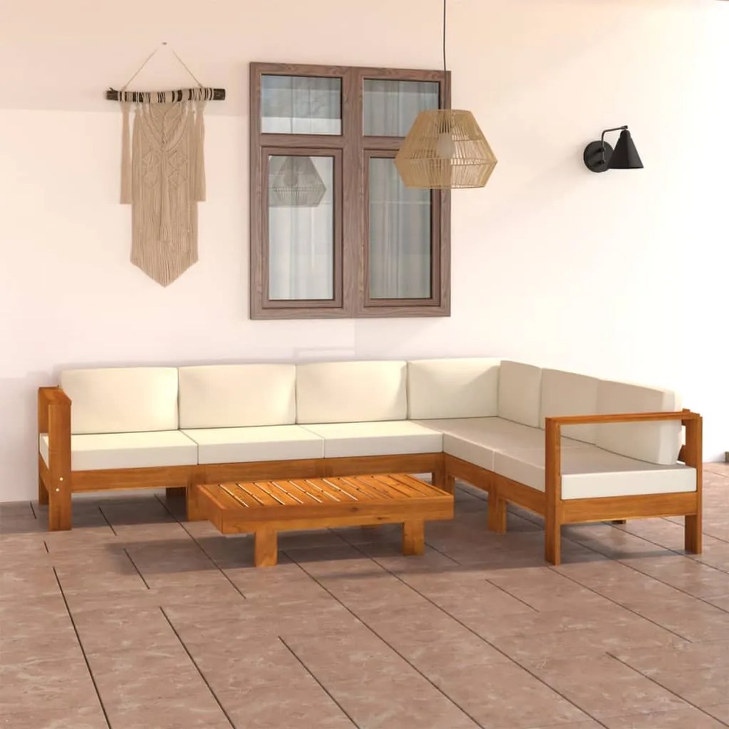 vidaXL Set fotoliu de grădină cu 7 piese și perne, 100x60 cm, lemn de salcâm