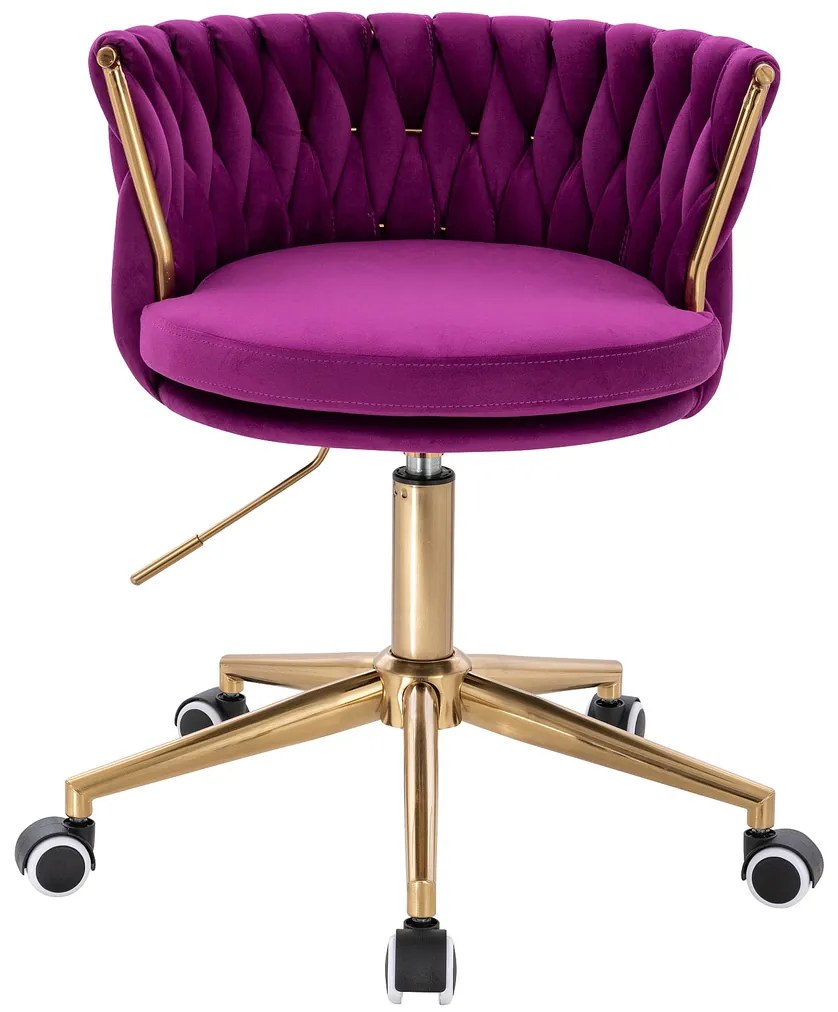 HR450K Scaun Fucsia din Catifea cu Bază Aurie