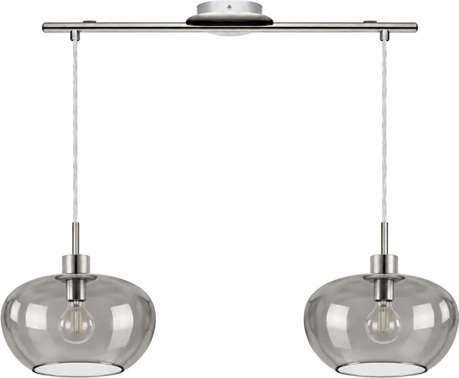BRILAGI - Pendul LED pe cablu RETRO GLASS 2xE27/60W/230V crom mat/gri fumuriu