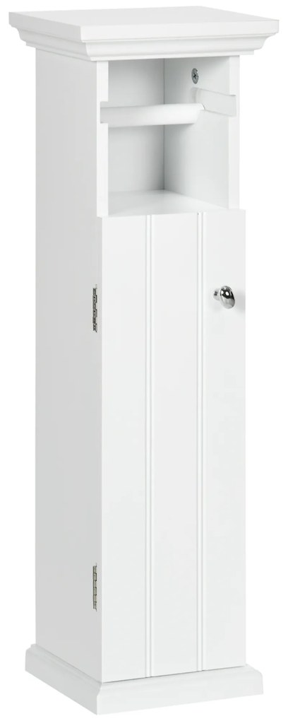 Kleankin Dulap Baie cu Suport Hârtie Igienică MDF 21.5x17.8x66.5cm Alb | Aosom Romania