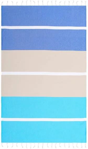Prosop hammam Begonville Blocks Lands, 180 x 100 cm, bej - albastru