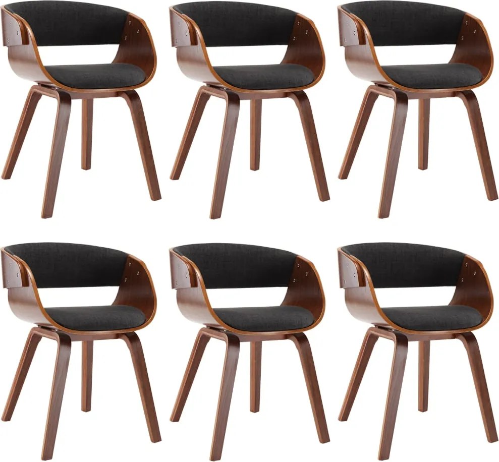 vidaXL Scaune de bucătărie 6 buc. gri lemn curbat și material textil