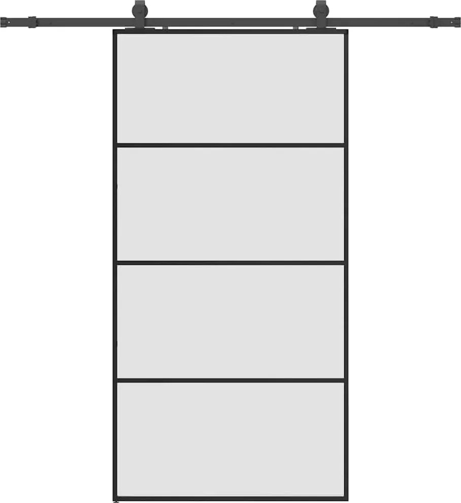 vidaXL Ușă glisantă cu set de feronerie neagră 102,5x205 cm Sticlă ESG