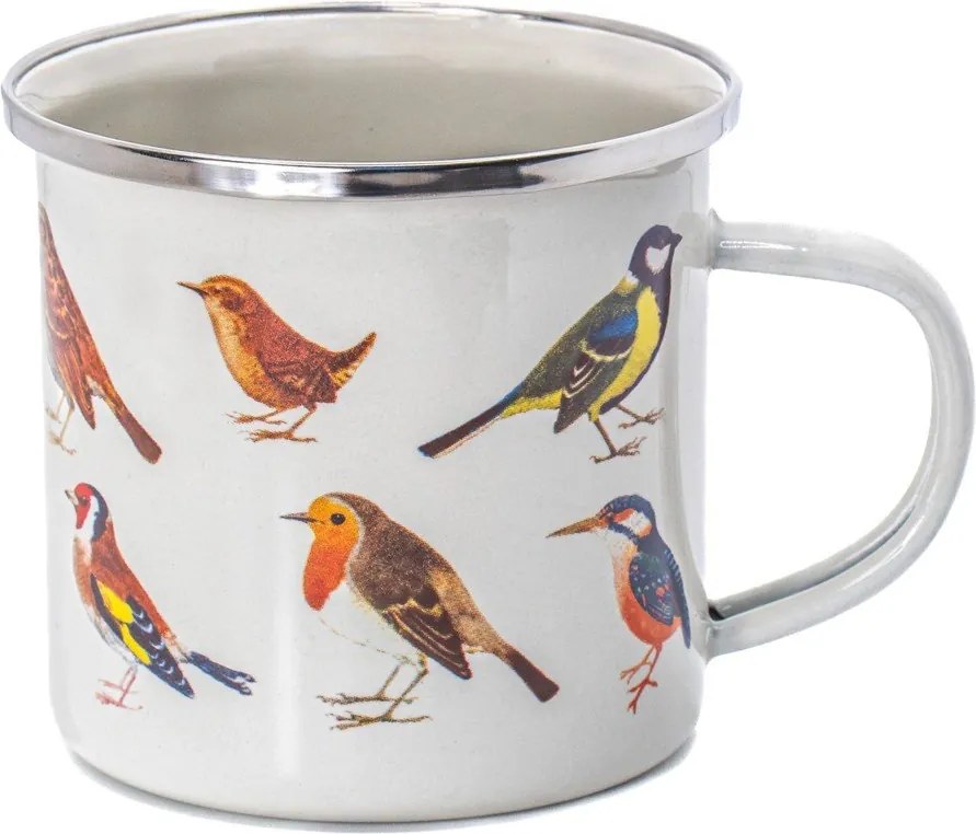 Cană albă-maro 310 ml Vintage Birds – Sass &amp; Belle