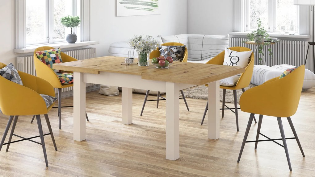 Mazzoni ROYAL Stejar Artisan/Bej (Șampanie) - MASĂ EXTENSIBILĂ PÂNĂ LA 2,7 m